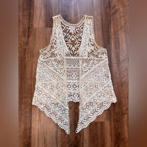 Mossimo Supply Co. Vintage Ivory Crochet Cotton Lace Vest Top, M/L